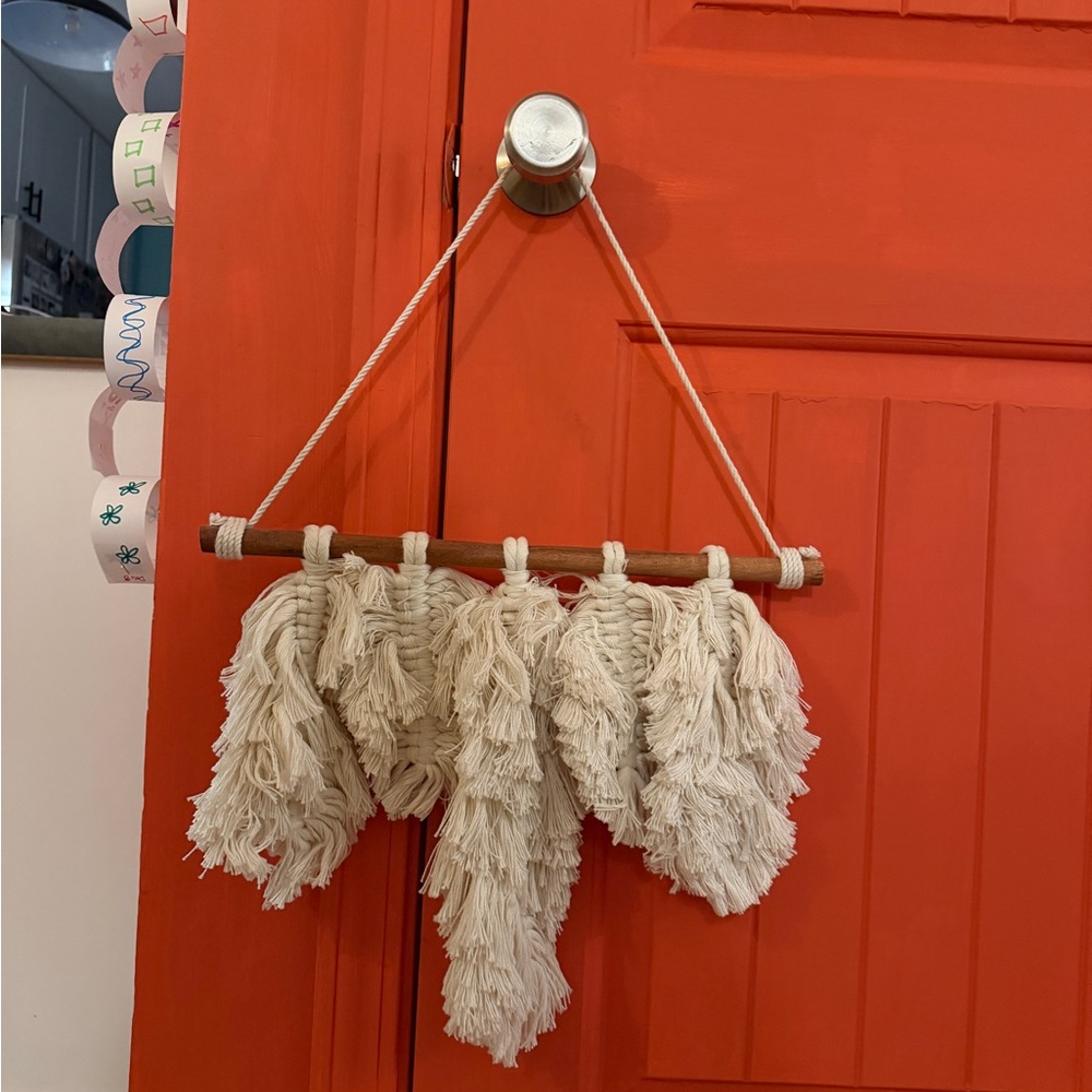 Small Feather Cream Macrame Wall Hanging Decor